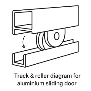 Track & roller diagram for aluminium sliding door