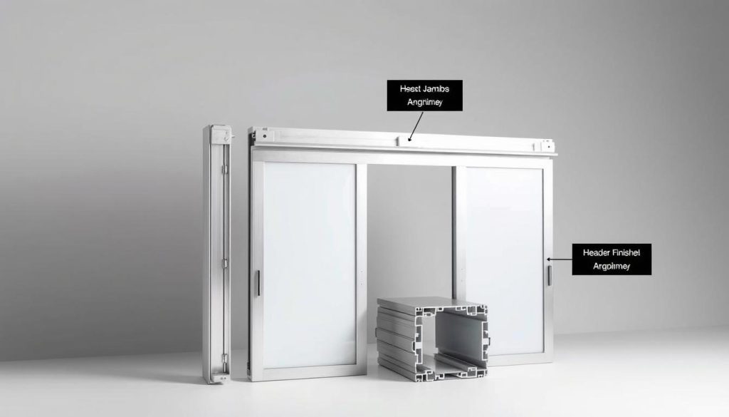 Aluminium Sliding Doors Sydney frame components showing tracks, jambs and header