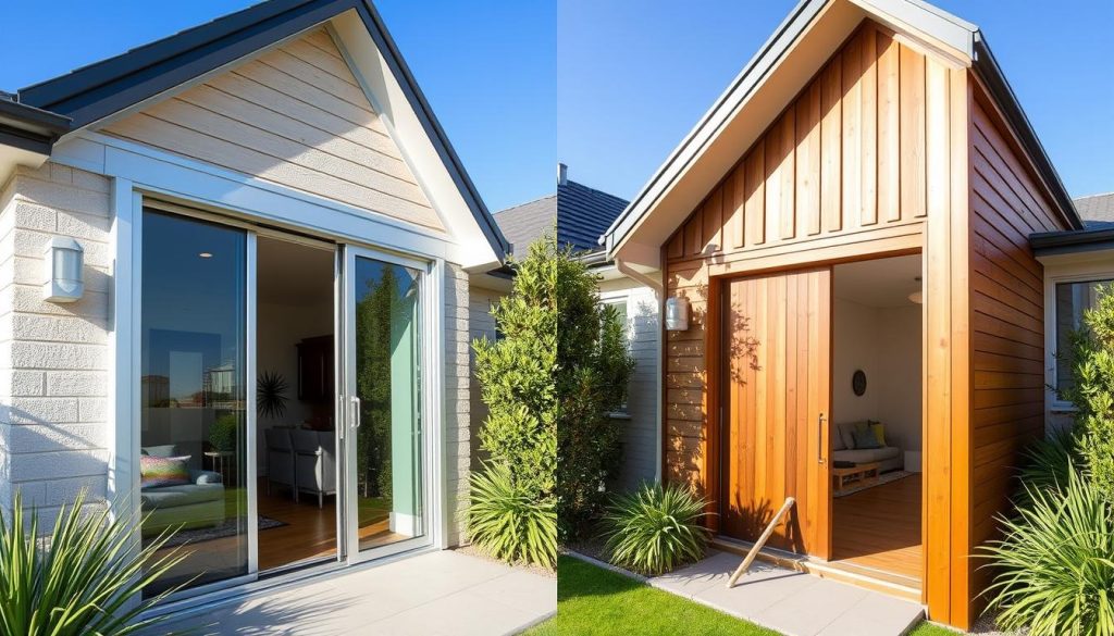 Comparison between aluminium sliding door frame and wooden sliding door in Sydney homes