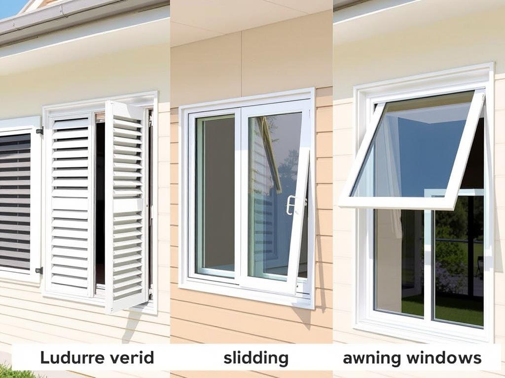 Comparison of louvre windows with other window types in an Australian setting