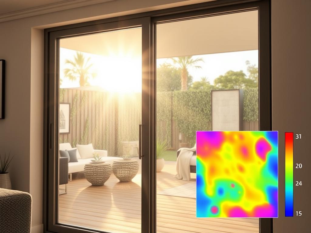 Double glazed sliding doors showing thermal efficiency in an Australian home