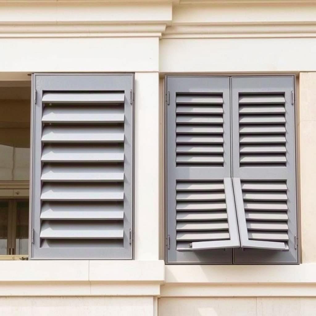 Fixed louvre windows used as architectural elements