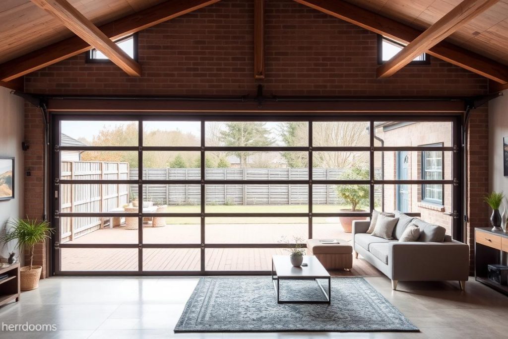 Garage converted with large sliding doors