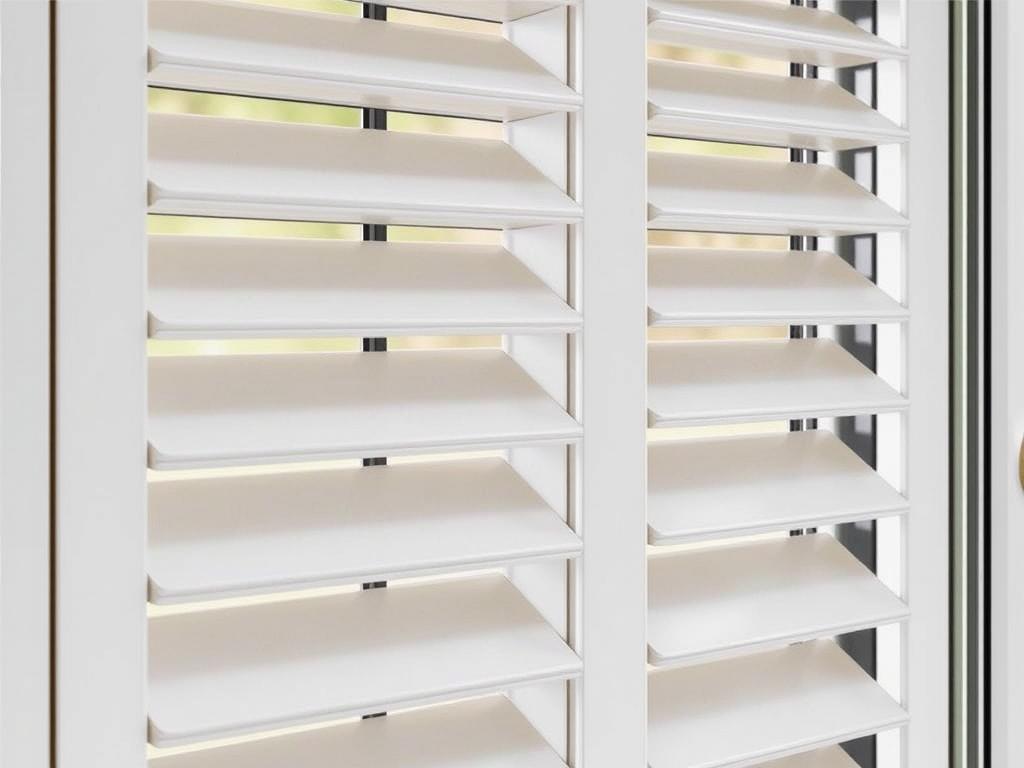 Louvre window with adjustable glass slats in various positions
