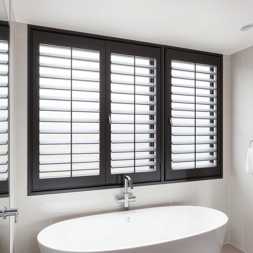 Louvre windows in a modern Australian bathroom