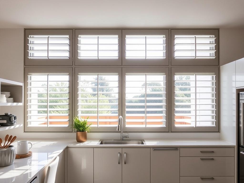 Louvre windows in a modern Australian kitchen