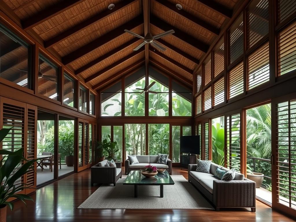 Louvre windows in a tropical home design