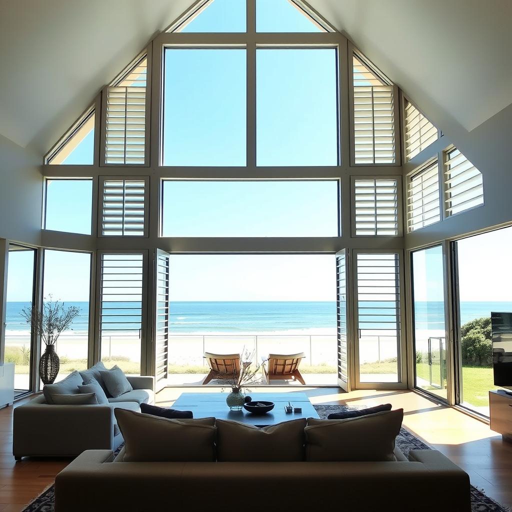 Louvre windows in an Australian coastal home