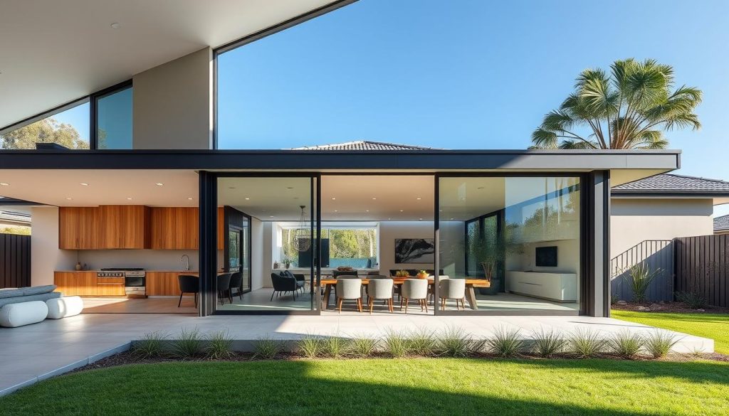 Modern Australian home featuring durable aluminium sliding doors connecting indoor and outdoor living spaces