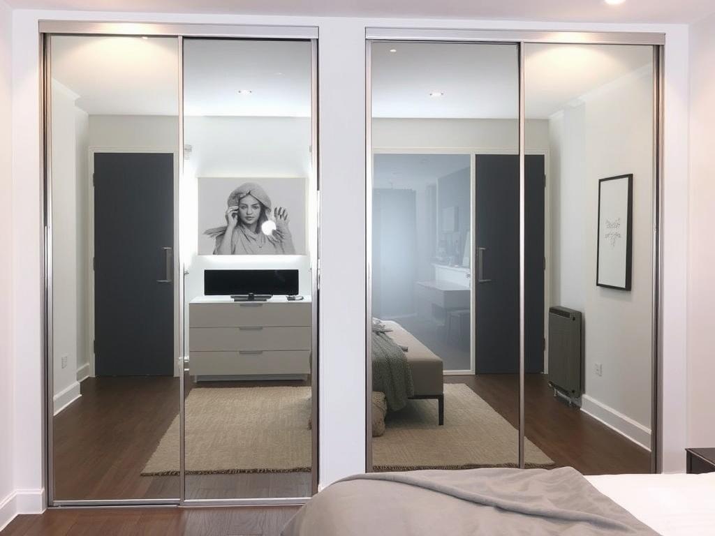 Modern mirrored sliding wardrobe doors