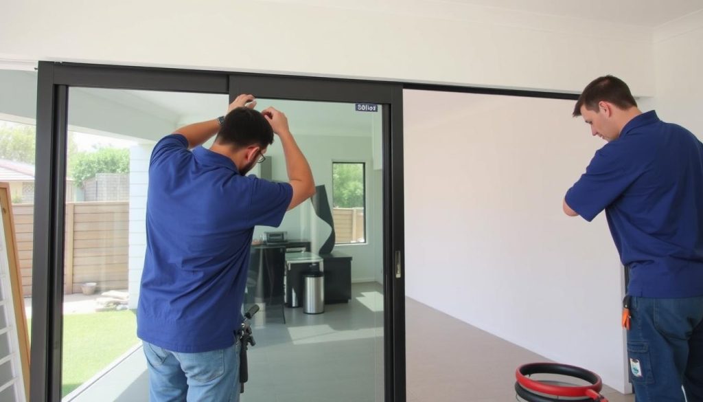 Professional installation of aluminium sliding doors