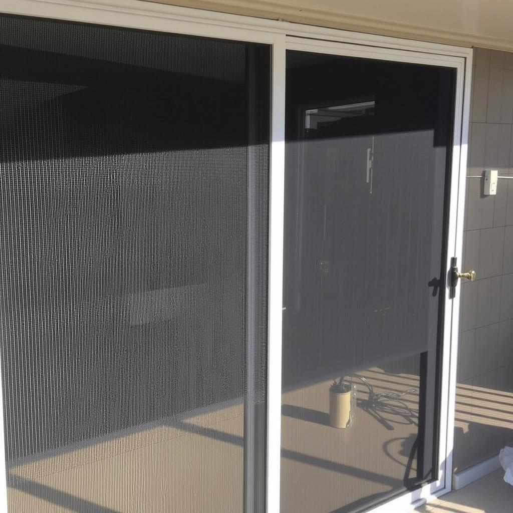 Security screen installed on sliding glass door