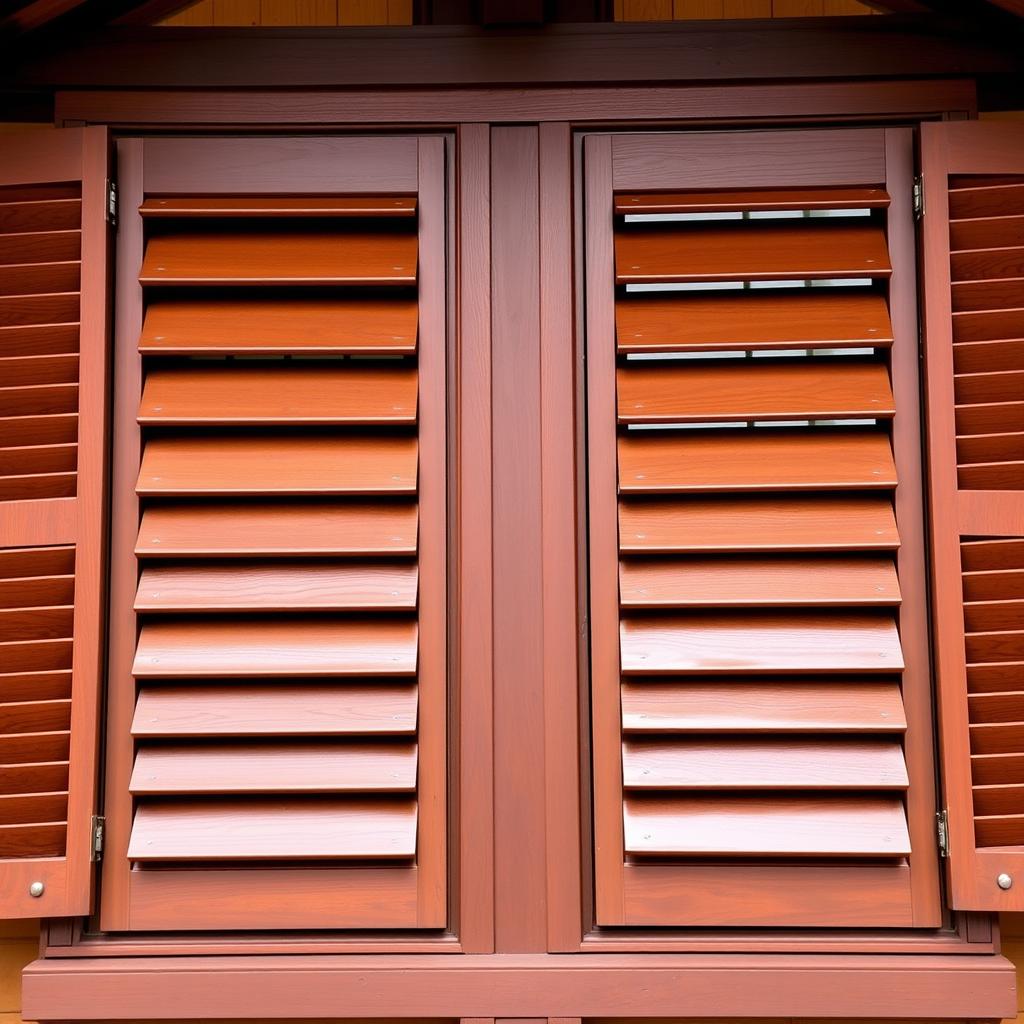 Traditional style louvre windows with timber frames