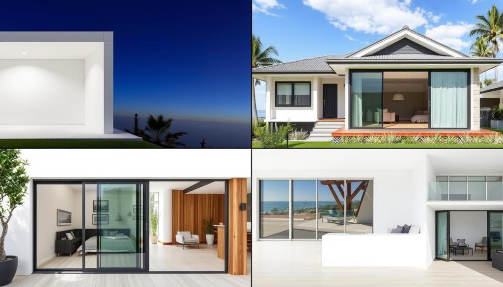 Various applications of aluminium sliding doors in different Australian home styles