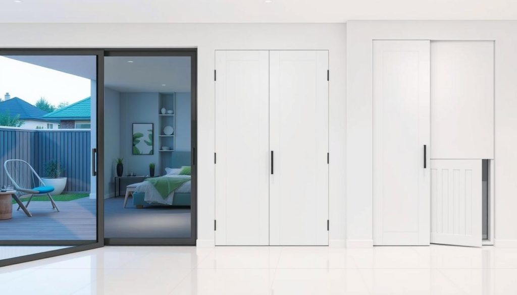 Various types of sliding doors including external, wardrobe, and cavity sliding doors