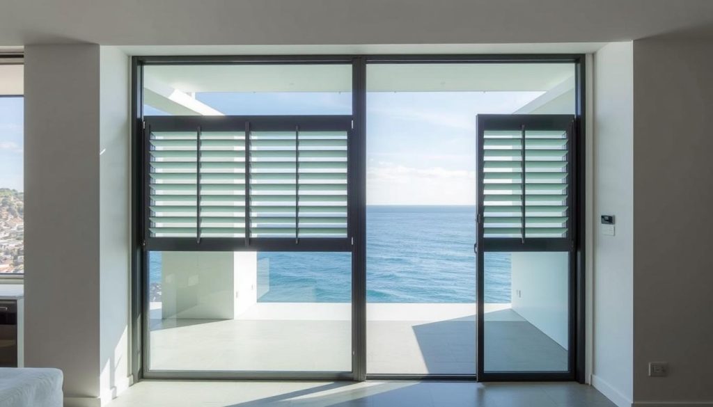 Ventilation options for Aluminium Sliding Doors Sydney including integrated louvre panels