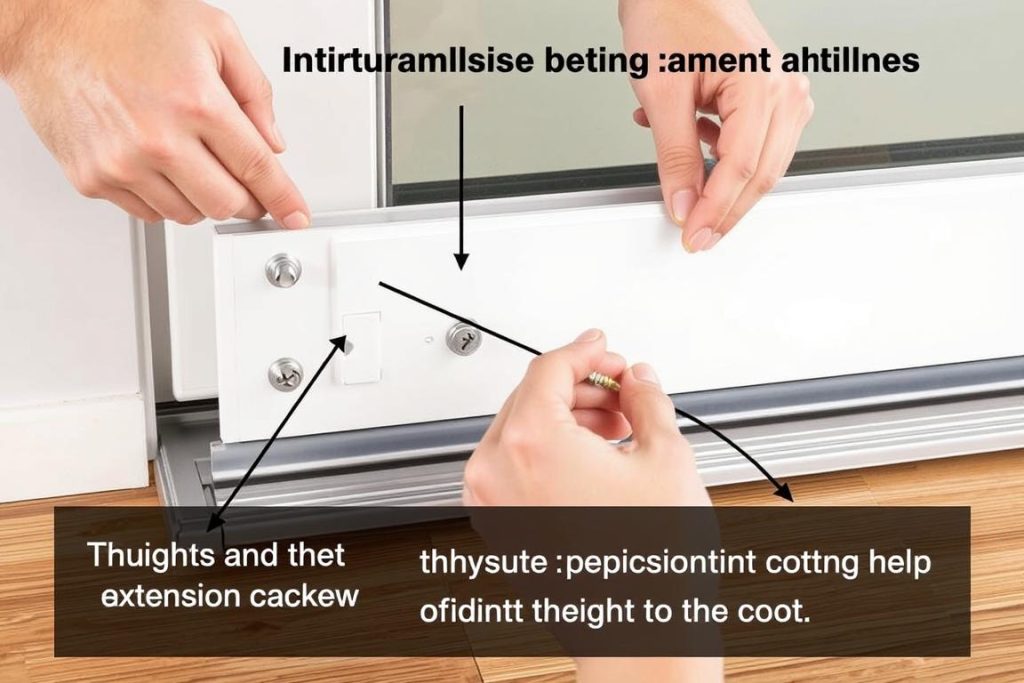 Close-up of a person adjusting the height extension on a panel insert dog door