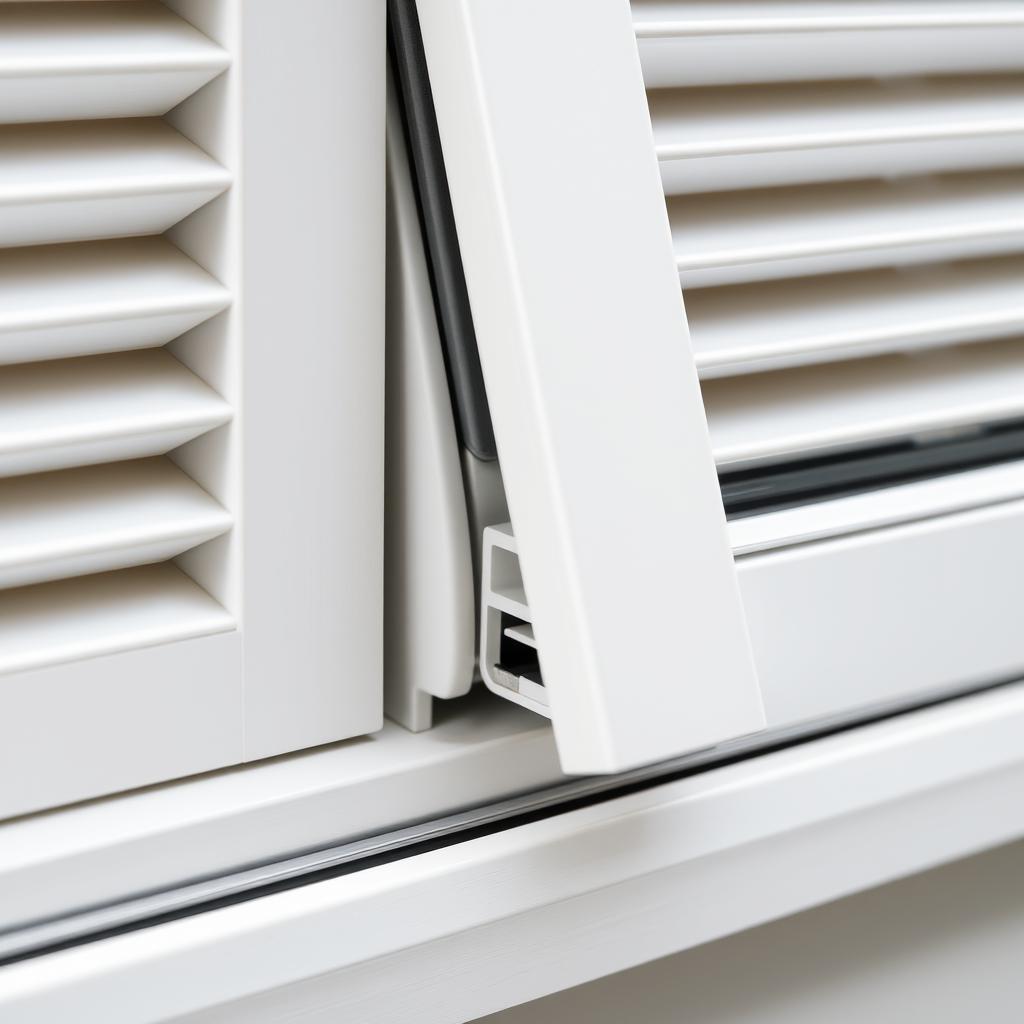 Close-up of aluminium louvre window frame showing corrosion resistance