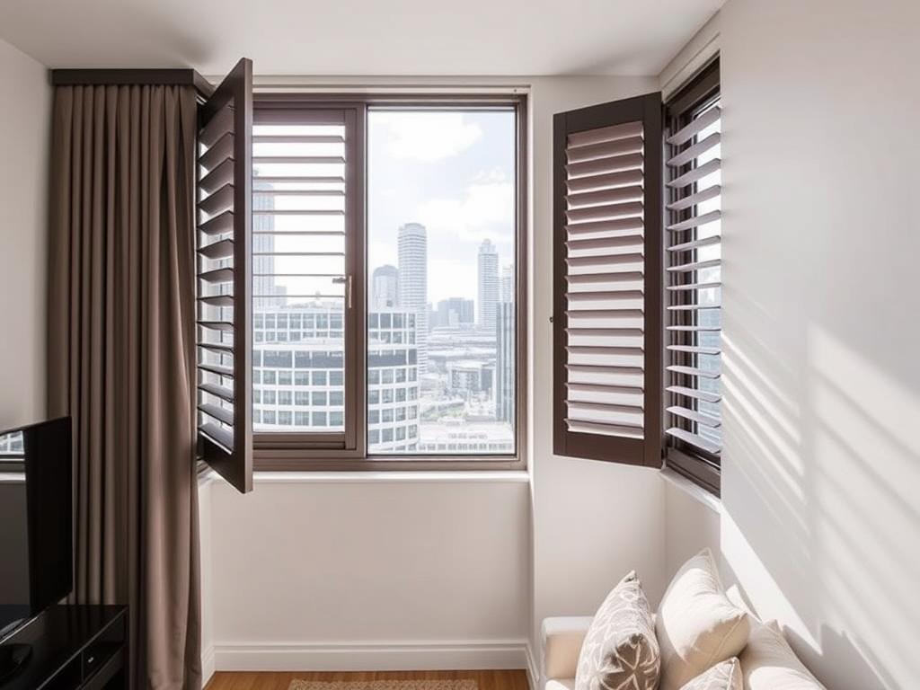Louvre windows in a Sydney apartment showcasing space efficiency