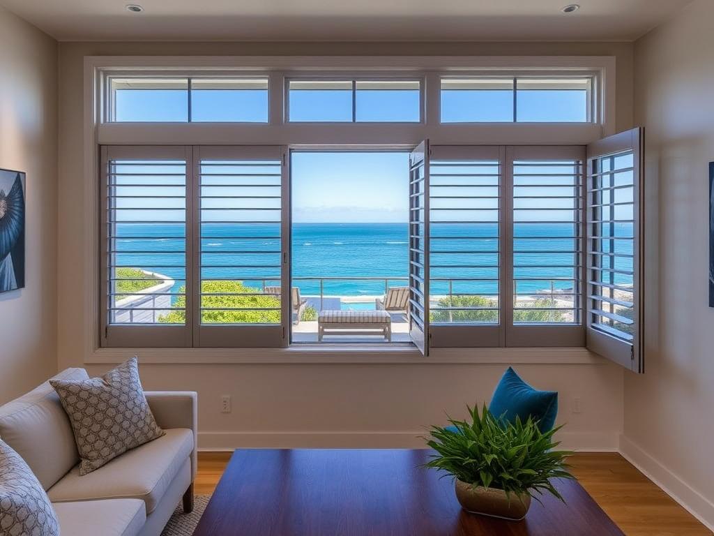 Louvre windows installed in a modern Sydney coastal home