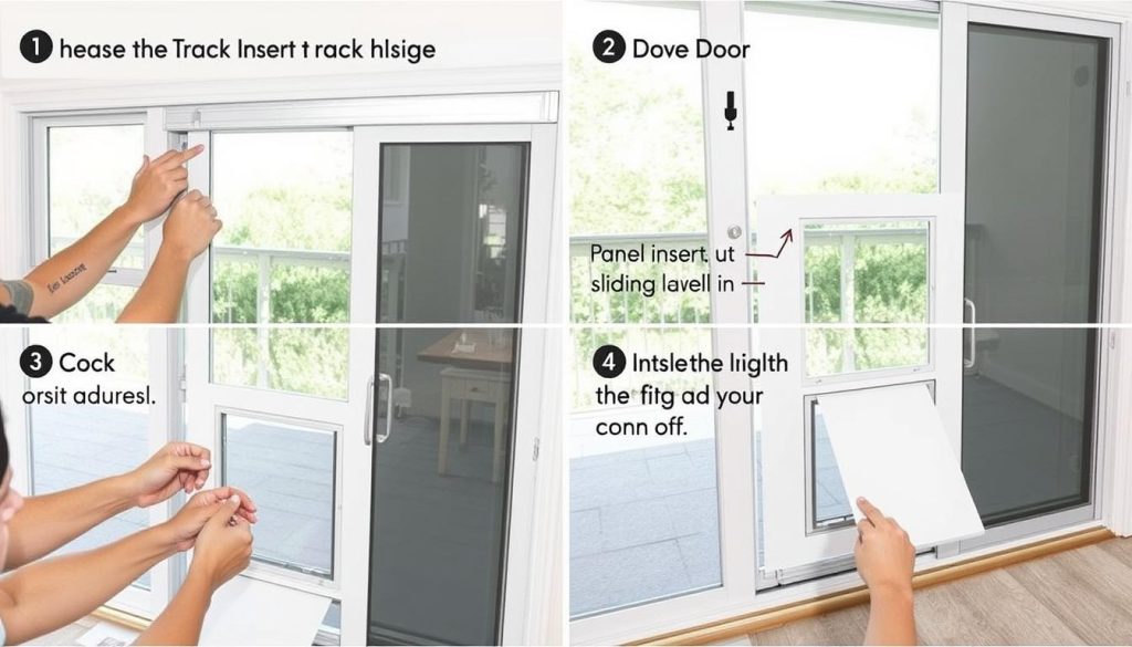 Step-by-step installation of a panel insert dog door in a sliding glass door