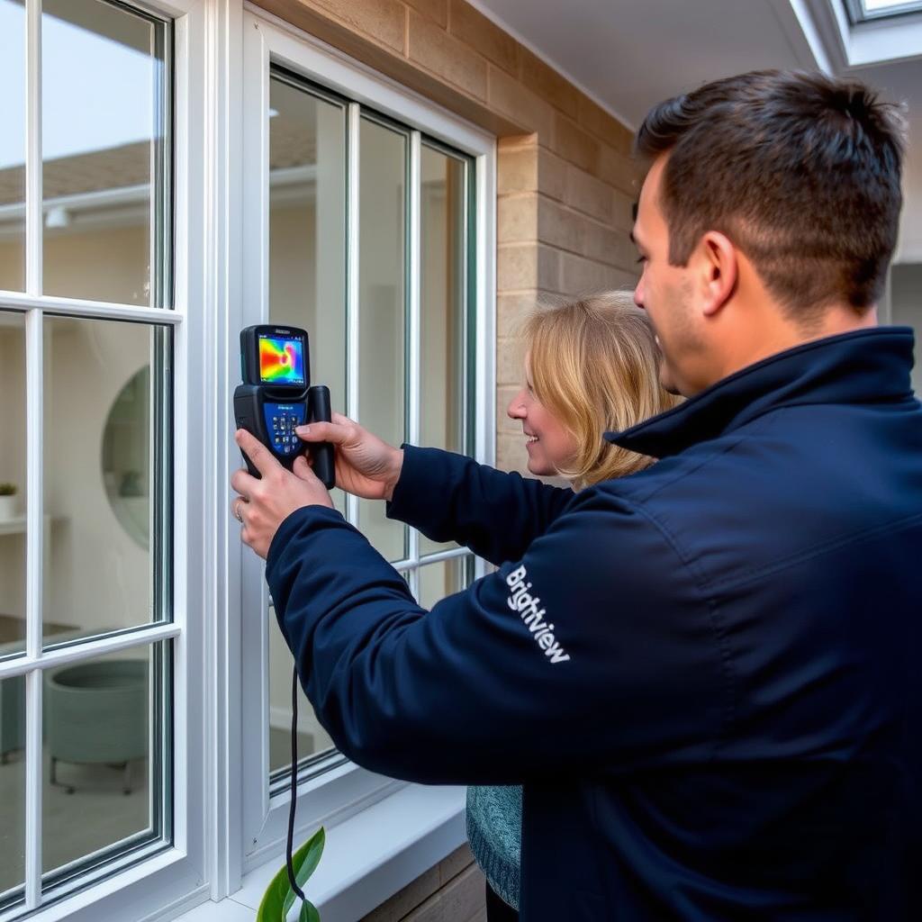 Brightview Aluminium technician performing thermal assessment of a Sydney home