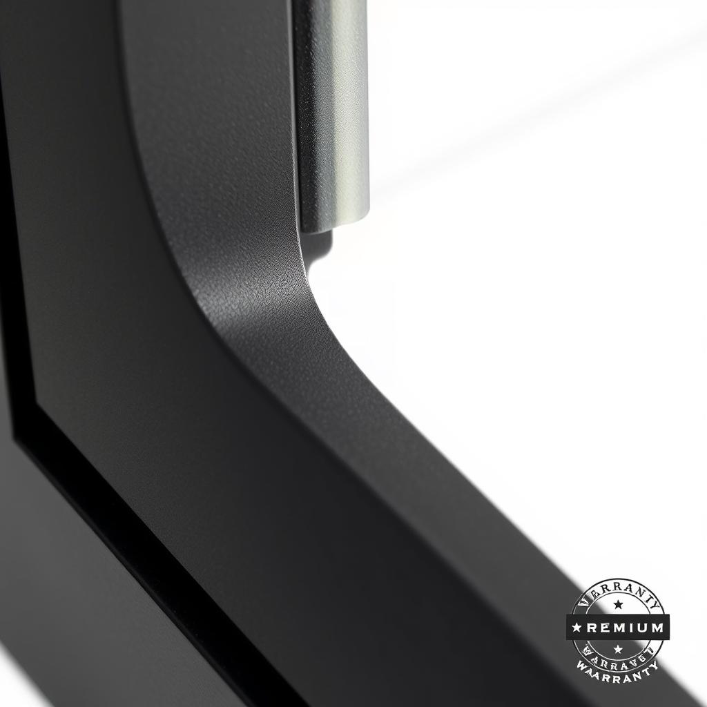 Close-up of powder-coated aluminium window frame showing premium finish quality covered by warranty