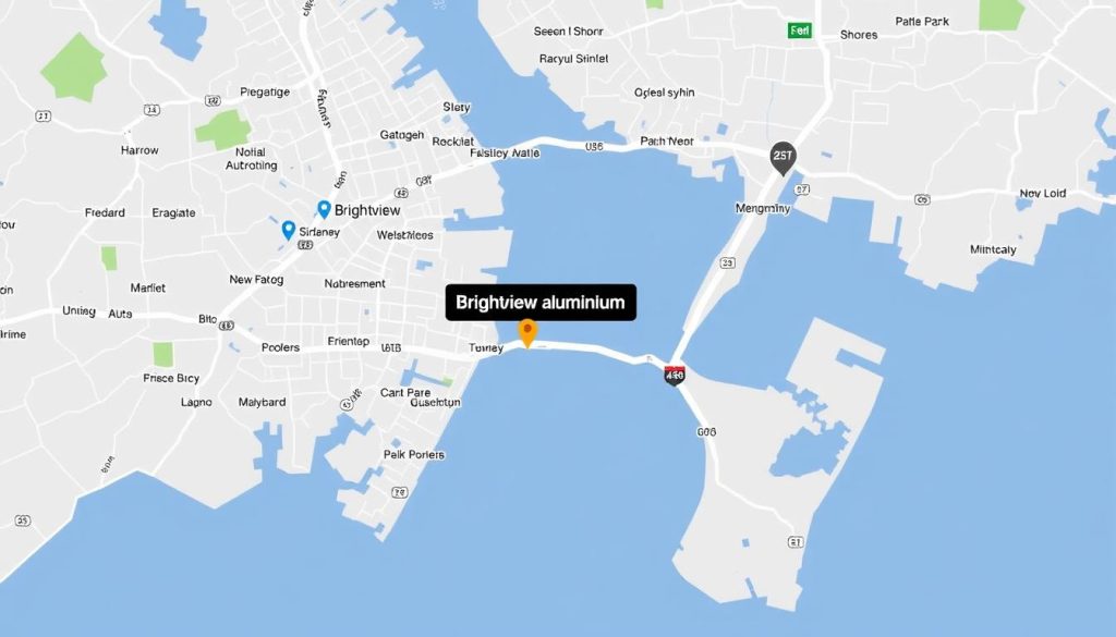 Map showing Brightview Aluminium's Condell Park location with surrounding Sydney suburbs highlighted