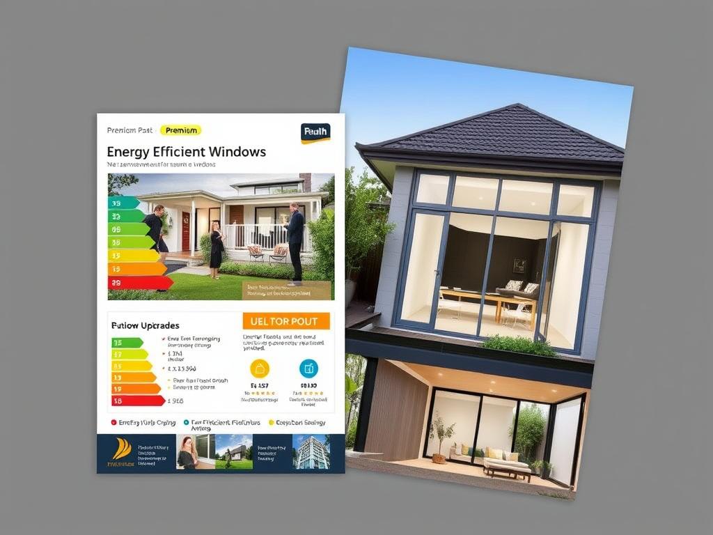 Real estate listing highlighting energy-efficient aluminium windows as a premium feature
