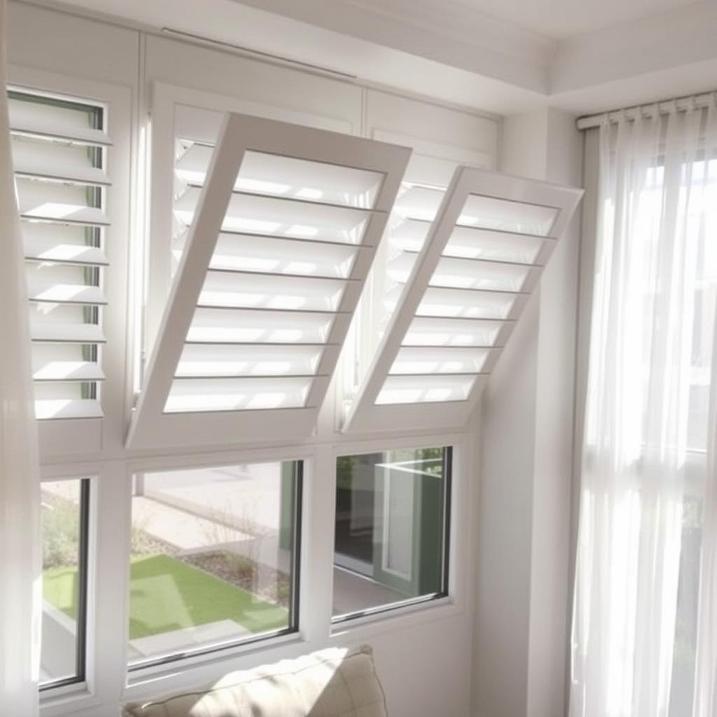 Aluminium louvre windows providing ventilation in a Sydney home during summer