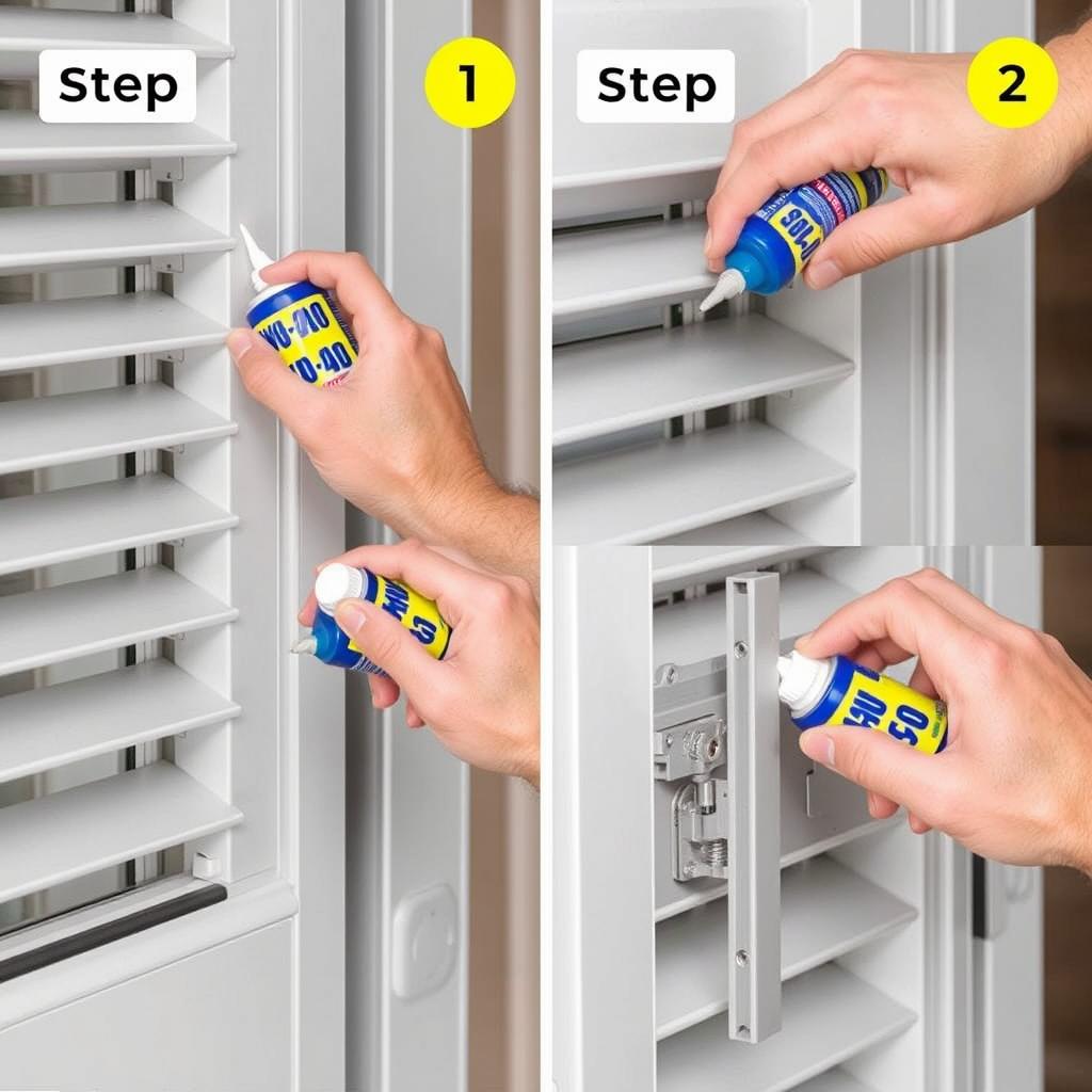 Applying lubricant to louvre window mechanism