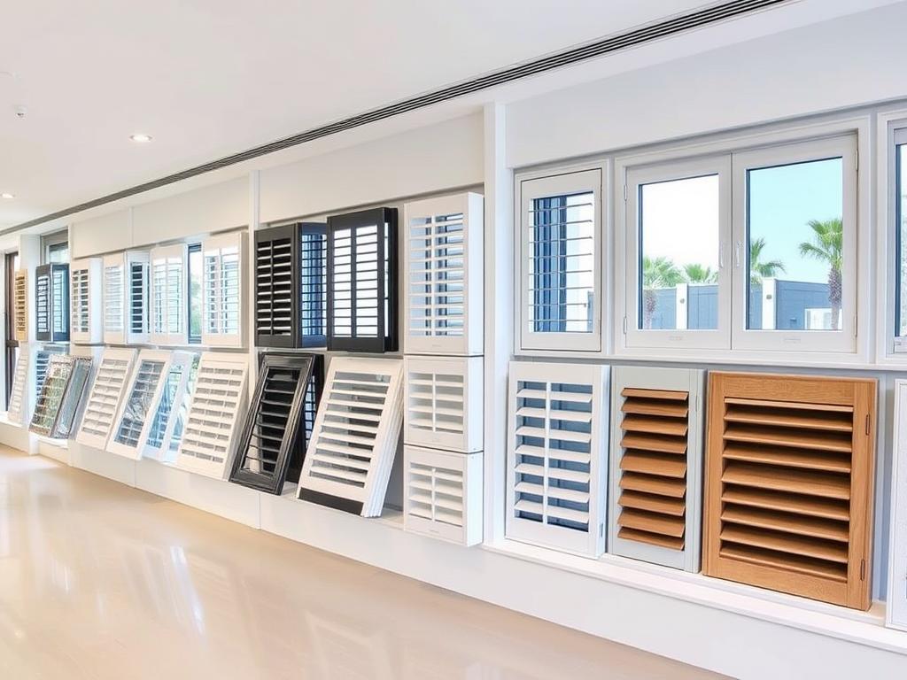 Brightview Aluminium showroom in Sydney displaying louvre window options