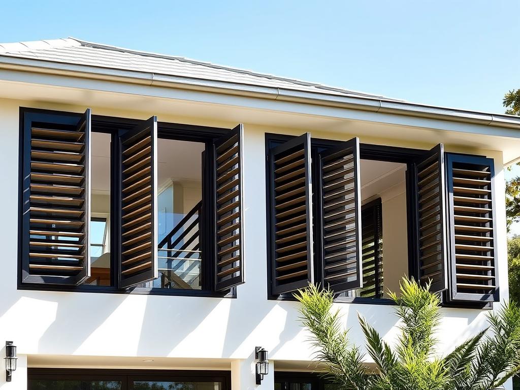 Modern Sydney home with louvre windows showing excellent ventilation and aesthetic appeal