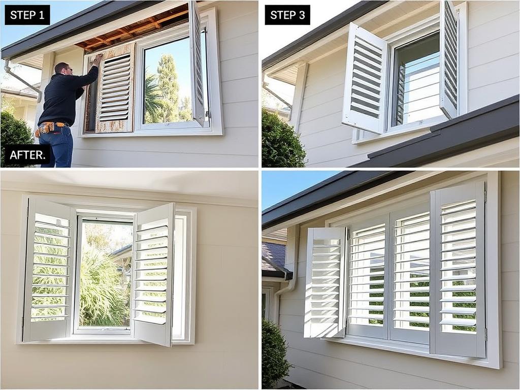 Professional installation of louvre windows in a Sydney home showing installation process