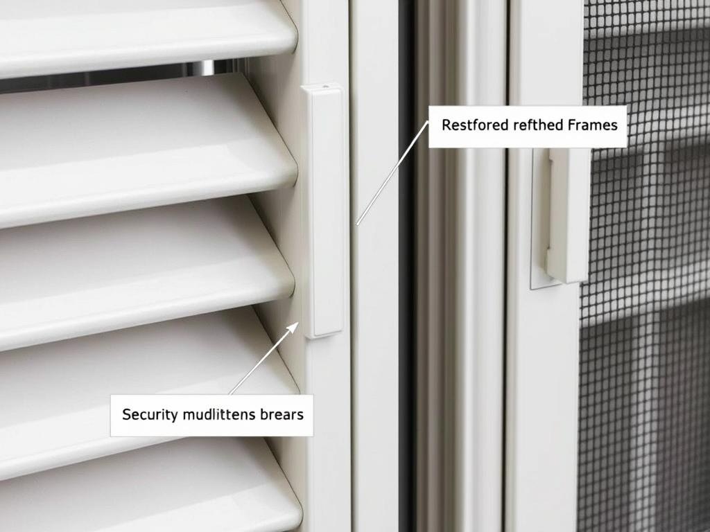 Security features for louvre windows in a Sydney home