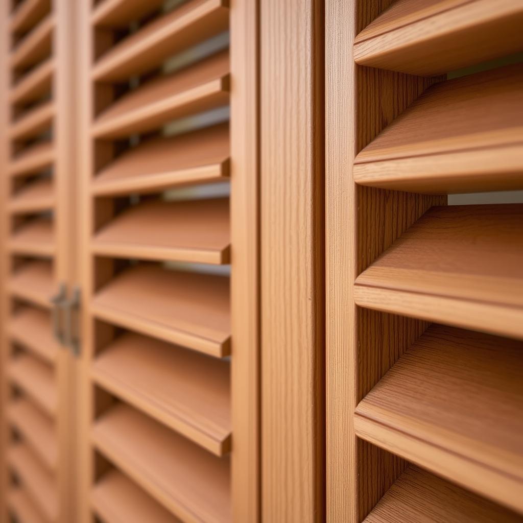 Timber louvre windows in Sydney showing natural wood grain and higher price point