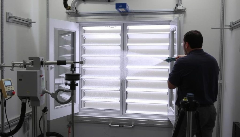 Water penetration testing of aluminium louvre windows for Sydney weather conditions